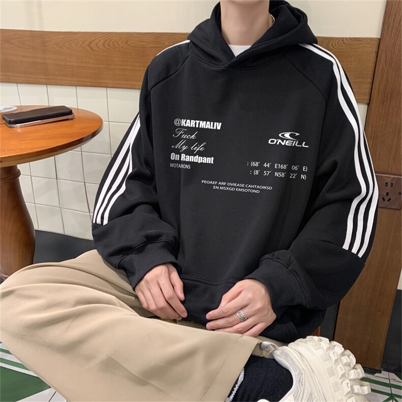 美式三杠条纹复连帽卫衣秋冬男女宽松长袖SWY2466-P55控8850棉,男装卫衣,电商B370