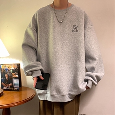 烫花大码330克重磅华棉复合圆领纯色休闲卫衣-W4272-P33【特价】，男装卫衣，电商A007