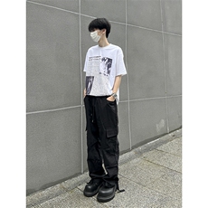 B221美式ins街头hiphop宽松休闲多口袋工装裤子LK23120-P65控88，男装休闲裤，电商B221