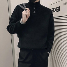 1506-1/QMY220/P54秋冬季针织男半高领纽扣毛衣百搭潮牌冬季，男装针织衫/毛衣，星座1506