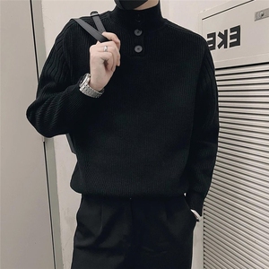 1506-1/QMY220/P54秋冬季针织男半高领纽扣毛衣百搭潮牌冬季图片