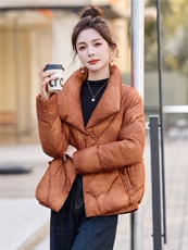现货！复古新中式刺绣羽绒服女无帽立领设计感短款保暖白鸭绒上衣，女装羽绒服，沐七七