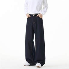 男女基础款重工水洗日系复古宽松直筒牛仔裤xz405-k2021-p65，男装牛仔裤，星座405