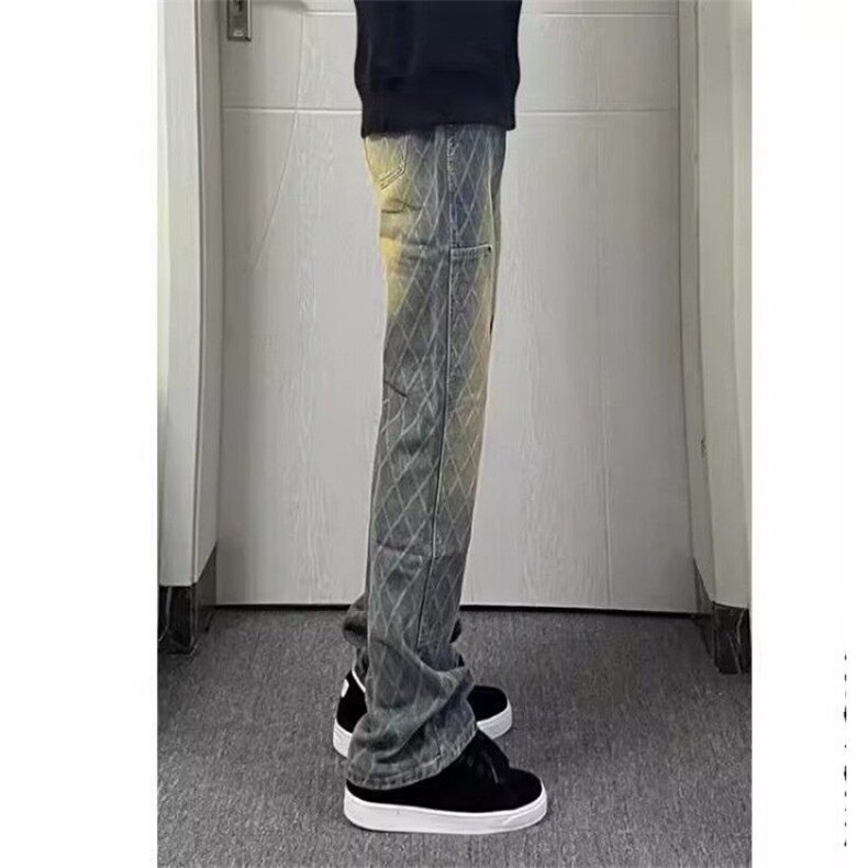 水洗弯刀牛仔裤男潮牌痞帅炸街裤子美式高街微喇叭裤LB00899-p52,男装牛仔裤,星座1008