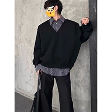 灰色假两件Polo卫衣男款秋季衬衫拼接长袖T恤学院风上衣WWY02，男装衬衫，星座1116A（原606A-3）