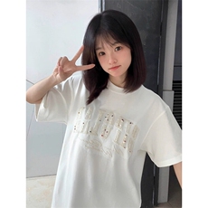 万针全刺绣工艺抖音得物高品质260克重磅纯棉双纱美式高街短袖T恤，男装T恤，电商A486