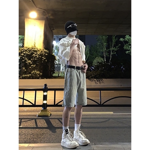 B221 美式ins高街暗黑拉链休闲牛仔短裤五分裤 LK23082-P50 控68图片