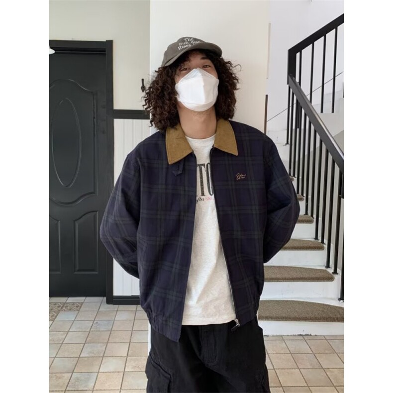领子撞色外套男春季穿搭运动夹克潮牌美式青少年立领防风上衣情侣,男装夹克,四季星座505