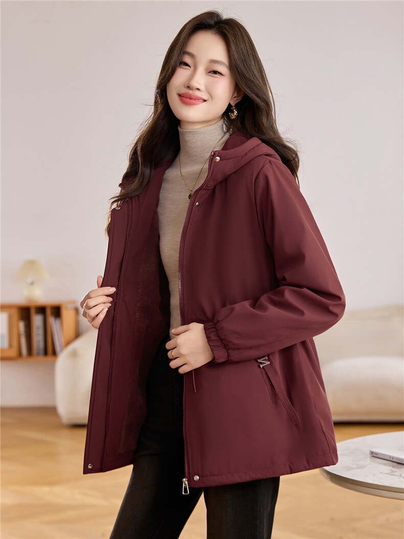 现货派克服加绒加厚保暖洋气收腰显瘦2025冬季女中长款外套,女装派克服,木橙西子