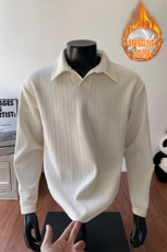 500g重磅雪尼尔麦穗纹保暖银狐绒长袖T恤男T24532J加绒-特P38控75，男装T恤，电商A001-1