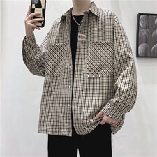 长袖衬衫男港风日系外套C733P38图片
