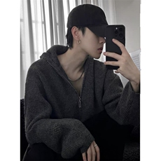 主推美式秋冬半拉链连帽毛衣慵懒宽松潮针织衫D373P78网图，男装针织衫/毛衣，电商A335-1（原A458）