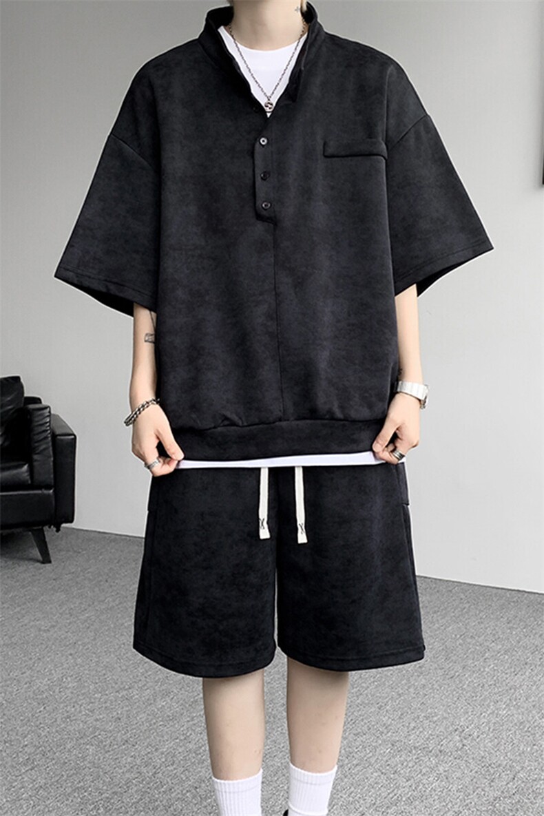 可拆开卖！立领POLO衫短袖t恤套装男生休闲运动青少年搭配帅气夏,男装T恤,电商B312