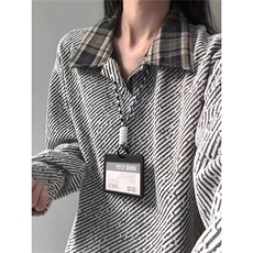 现货美式宽松雪尼尔长袖V领撞色长袖打底衫W3266/特P32，男装T恤，星座205-3