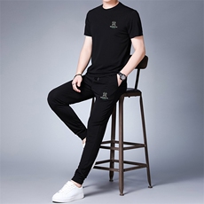 夏季冰丝短袖T恤男速干三件套装中老年薄款中年爸爸休闲运动套装，男装休闲套装，电商B212（原钱塘6029）