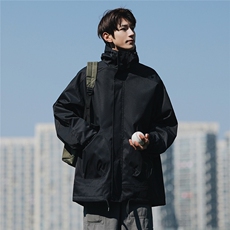 2026春装新款多乐棉连帽宽松外套冲锋衣夹克JK1188/P105黑8，男装夹克，电商A094