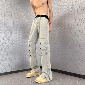 美式高街牛仔裤男韩版潮流痞帅2025春季新款ins长裤RK1010-P47图片