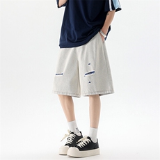四季星座212A-N025批55控89夏季新款破洞牛仔裤休闲五分裤大码，男装休闲裤，星座212A（原A324）