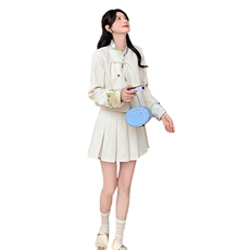 小香我风外套迷你裙两件套，女装套装/套裙，红龙果