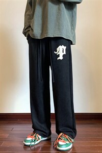 秋季新款麂皮绒哥特字母毛巾绣休闲裤地板景 XZ604-KP82-P55控68图片