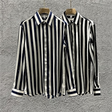 满天星烫钻条纹垂感衬衫男长袖时尚设计感衬衣黑色C9918-P68，男装衬衫，电商A213