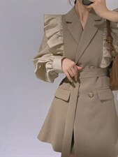 荷叶边西装裙外套，女装西装，驿谷