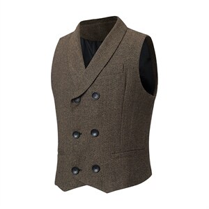 春夏季商务凤呢料西装领双排扣系绳马甲XZ402-2-MJ89批65（S-XL），男装西服套装，星座402-2