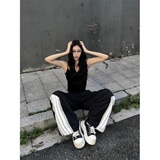 三条杠速干阔腿工装裤ins潮牌美式降落伞兵运动裤KZ26，男装休闲裤，星座310A-4