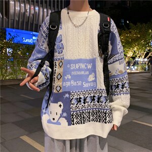 加厚秋冬季潮牌圣诞毛衣男圆领套头针织衫宽松休闲   M363-P62图片