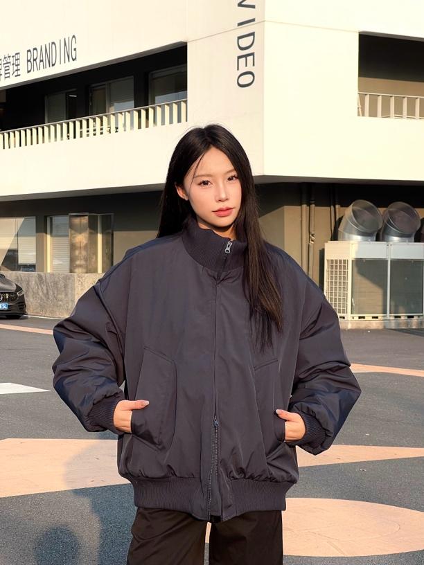 现货26春装美拉德立领飞行夹克纯色复古廓形高街棒球服外套,男装夹克,电商A486-1