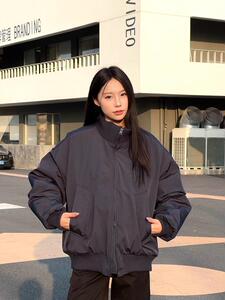 现货 26春装美拉德立领飞行夹克纯色复古廓形高街棒球服外套图片