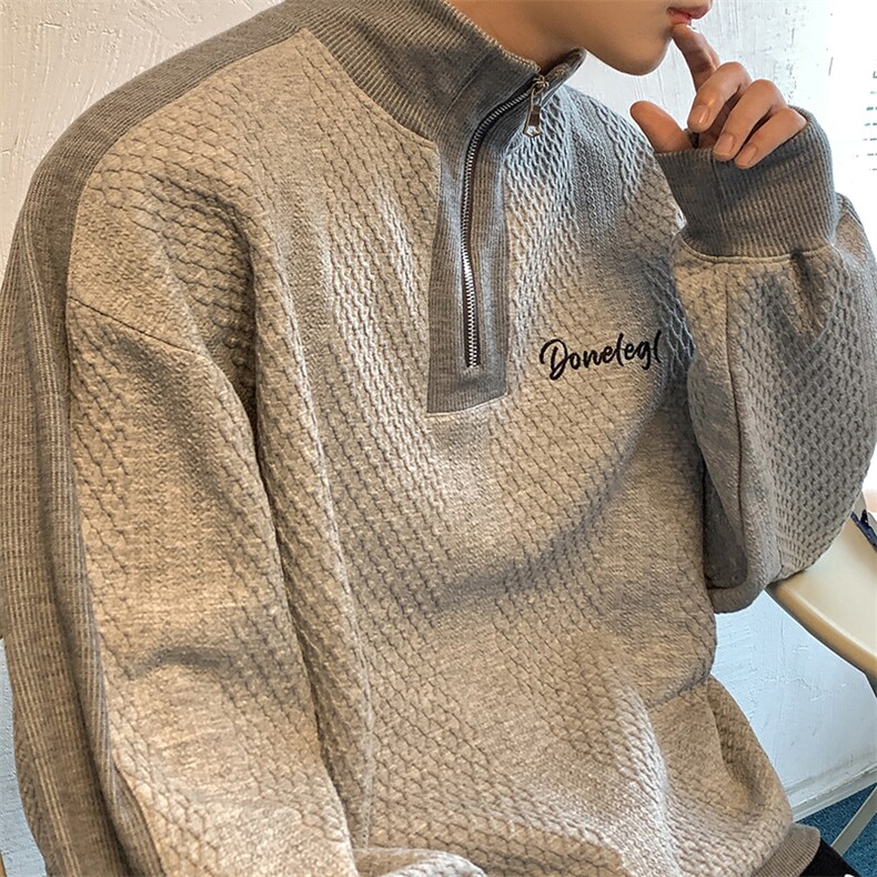 wassupcandy小众设计感半高领卫衣男士春秋季美式潮牌半拉链外套,男装卫衣,电商A102B