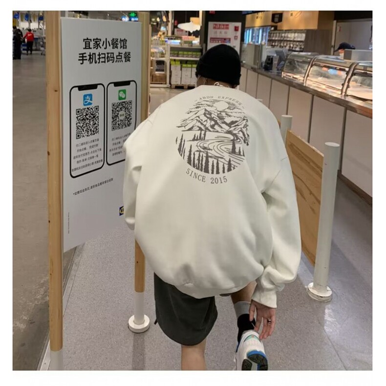 潮牌文艺圆领宽松情侣长袖打底衫上衣服束口T恤卫衣Y46-P38网图,女装T恤,电商B245