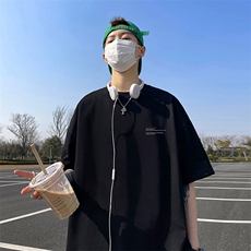 抖音得物二开现货供应220克夏装重磅美式高街宽松短袖t恤MT33，男装T恤，电商A486-1