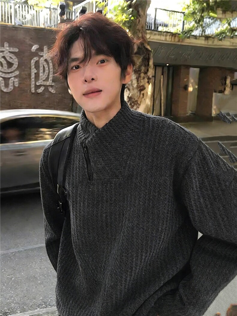 雪尼尔加绒加厚卫衣男款斜拉链秋冬季长袖卫衣T恤特P28加绒P38,男装T恤,电商C306-1