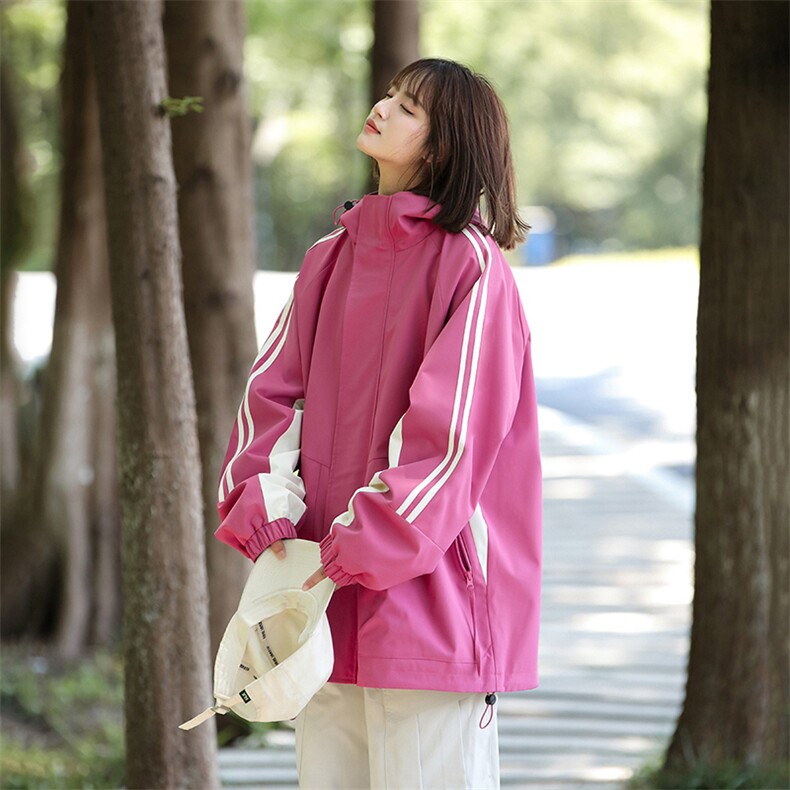 815A-MJ78322-75特春秋装新品条纹户外登山服三防冲锋衣外套女模,男装夹克,星座815A