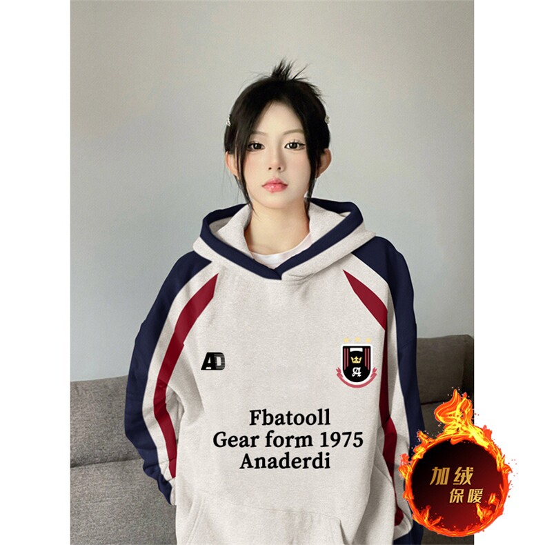 抖音得物供货提供视频秋冬重磅美式宽松接拼连帽卫衣3236,男装卫衣,电商A486