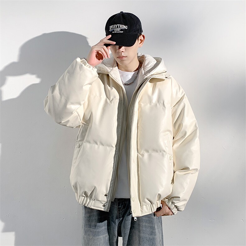 现货假两件pu皮衣棉服外套男冬季新款加厚美式高街棉衣M106-P120，男装皮衣，星座308B-2