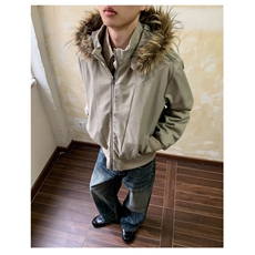 2025冬季新款美式复古座山雕短款连帽毛领棉服男冬派克服棉衣外套，男装棉衣，星座506A