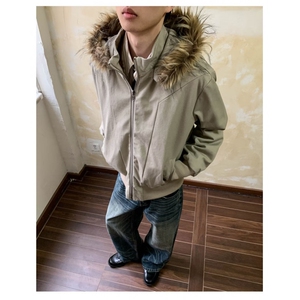2025冬季新款美式复古座山雕短款连帽毛领棉服男冬派克服棉衣外套图片