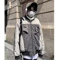 潮牌秋春秋美式复古飞行夹克休闲贴标设计棒球服工装外套男潮，男装夹克，星座506A