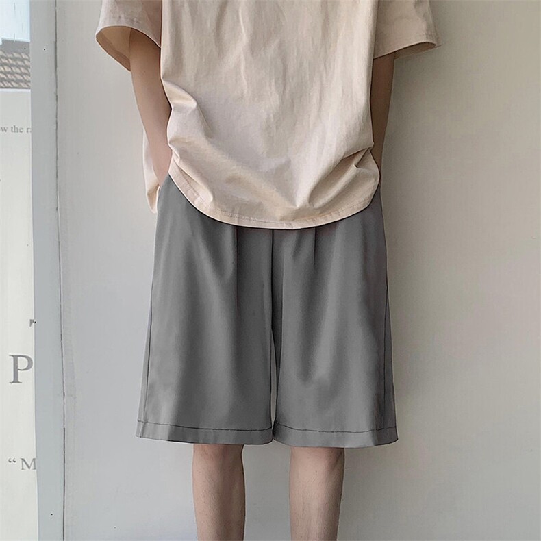 抖音得物二开夏季冰感透气速干轻薄舒适简约纯色休闲冰丝短裤，男装休闲裤，电商A486