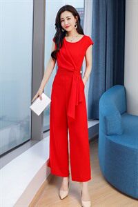 连衣裙中腰2022年夏季长裤连衣裤都市休闲纯色气质韩版,女装连体裤,时尚俏佳人