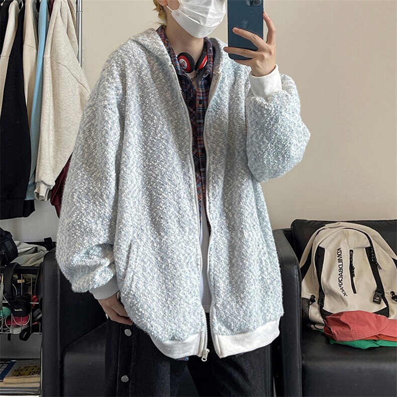 宽松随性自在韩系外套新款彩点潮流设计连帽开衫卫衣HY629P75,女装短外套,电商A102B