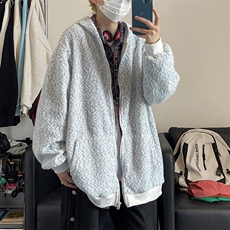 宽松随性自在韩系外套新款彩点潮流设计连帽开衫卫衣HY629P75，女装短外套，电商A102B