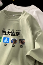 四大皆空短袖t恤男夏季设计感小众趣味潮牌潮流宽松情侣半袖体恤，男装T恤，电商B371