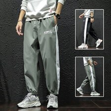 2021秋季新瓷砖墙日系大码男印花条纹运动九分裤休闲裤K2078-P30，男装休闲裤，电商A001