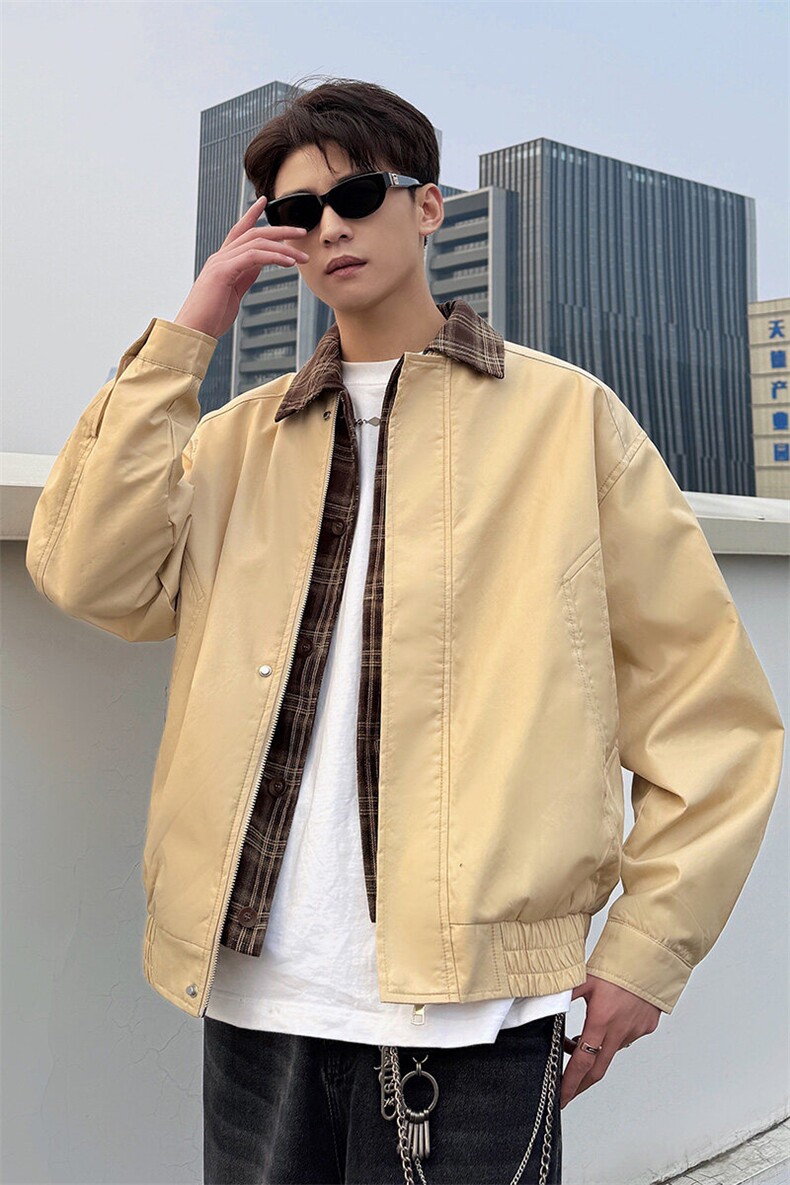 2026春季休闲痞帅工装假两件翻领夹克潮流外套A436-5002-P70,男装夹克,电商A436