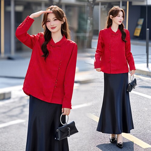 现货现货春装新款简约时尚休闲重工艺减龄组合两件套半裙上衣，女装套装/套裙，韩美纤衣