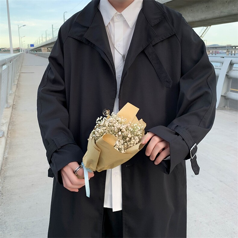 韩版风衣男长款痞子帅气2022百搭ins宽松潮流上衣外套W1056-P55,男装风衣,星座412-2